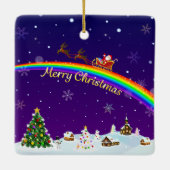 Rainbow Santa Claus Keramikornament (Rückseite)