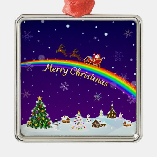 Rainbow Santa Claus Ornament Aus Metall (Vorne)