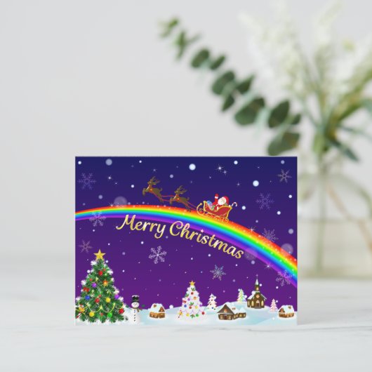 Rainbow Santa Claus Postkarte (Stehend Vorderseite)