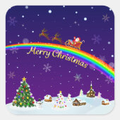 Rainbow Santa Claus Quadratischer Aufkleber (Vorderseite)