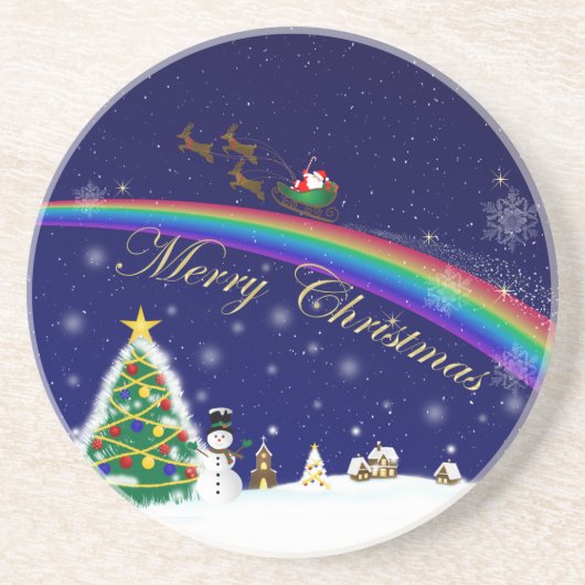 Rainbow Santa Getränkeuntersetzer (Vorne)