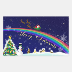 Rainbow Santa Rechteckiger Aufkleber