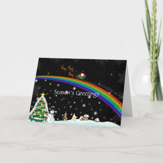 Rainbow Santa Weihnachtskarte Feiertagskarte (Vorderseite)