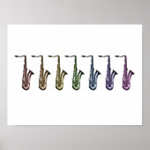 Rainbow Saxophone Lineup Music Lover Art  Poster (Vorne)