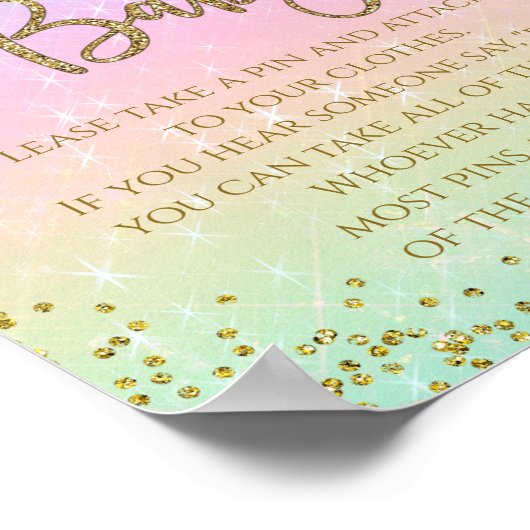 Rainbow Say Baby Shower Game Poster (Ecke)