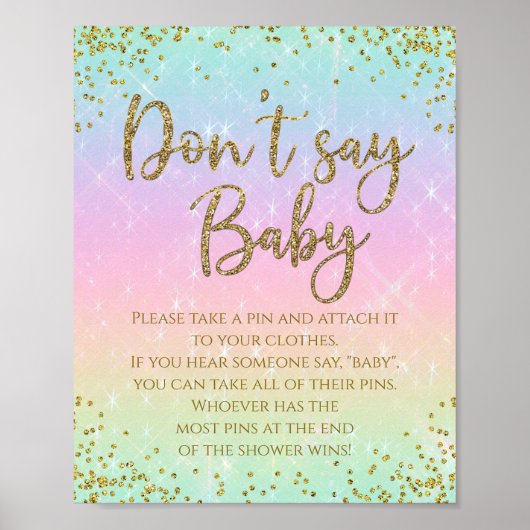 Rainbow Say Baby Shower Game Poster (Vorne)
