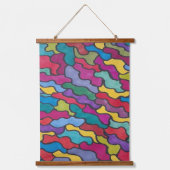 Rainbow-Scales Abstrakt Wandteppich Mit Holzrahmen (Vorderseite)