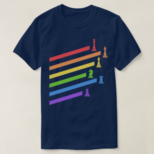 Rainbow Schach Pieces Boardgames Nerd T-Shirt (Design vorne)