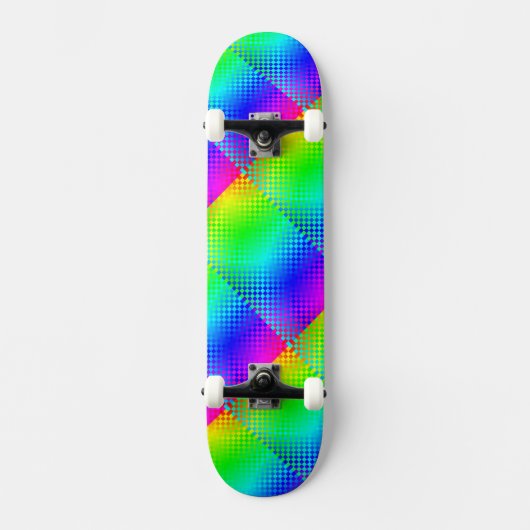 Rainbow Schachbrett von Kenneth Yoncich Skateboard (Vorderseite)