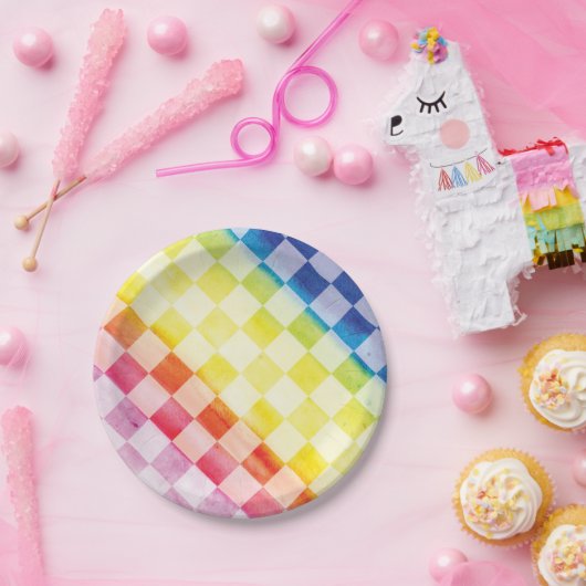 Rainbow-Schachbretter - PapierTeller (Party)