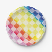 Rainbow-Schachbretter - PapierTeller (Vorderseite)