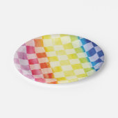 Rainbow-Schachbretter - PapierTeller (Schrägansicht)