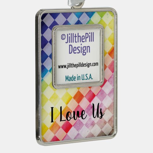 Rainbow-Schachbretter Rahmen-Ornament Silber (Rechts)