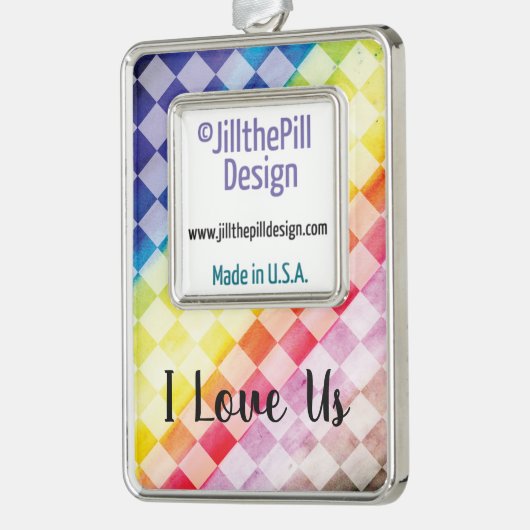 Rainbow-Schachbretter Rahmen-Ornament Silber (Links)