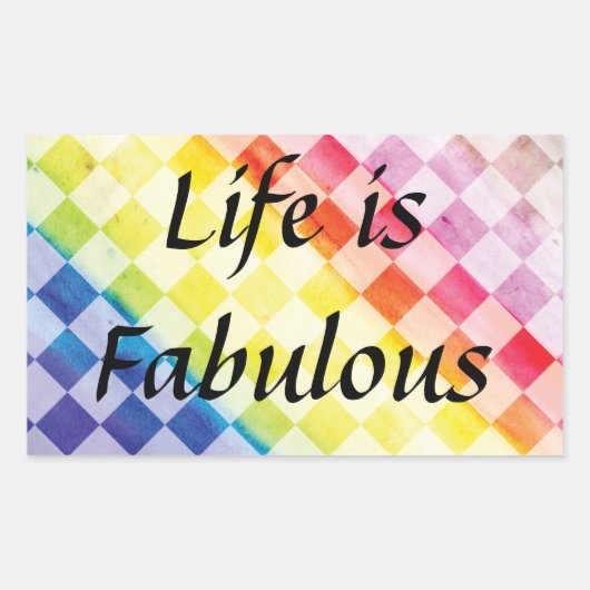 Rainbow-Schachbretter Rechteckiger Aufkleber (Vorderseite)