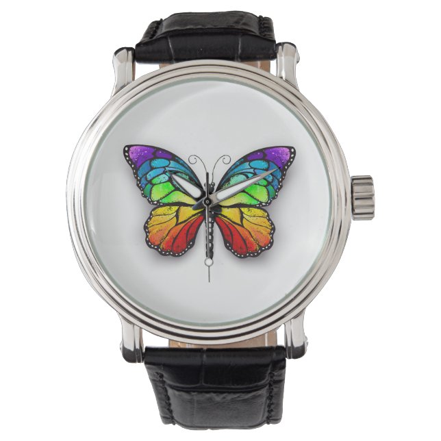 Rainbow-Schmetterling Monarch Armbanduhr (Vorderseite)