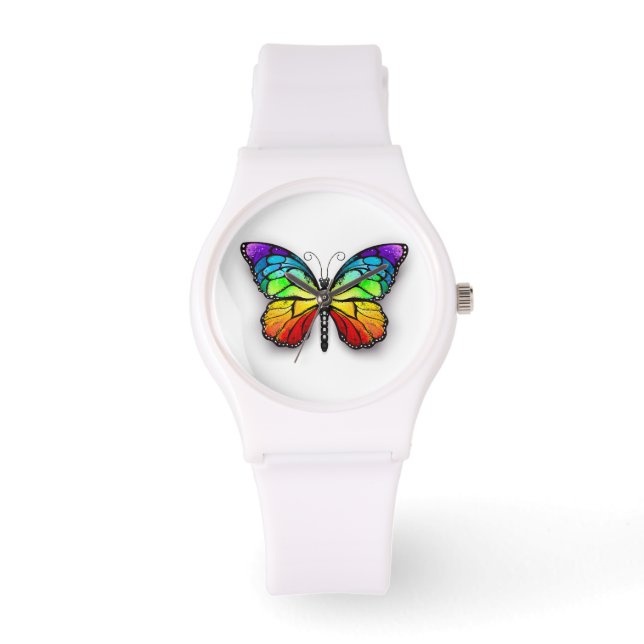 Rainbow-Schmetterling Monarch Armbanduhr (Vorderseite)