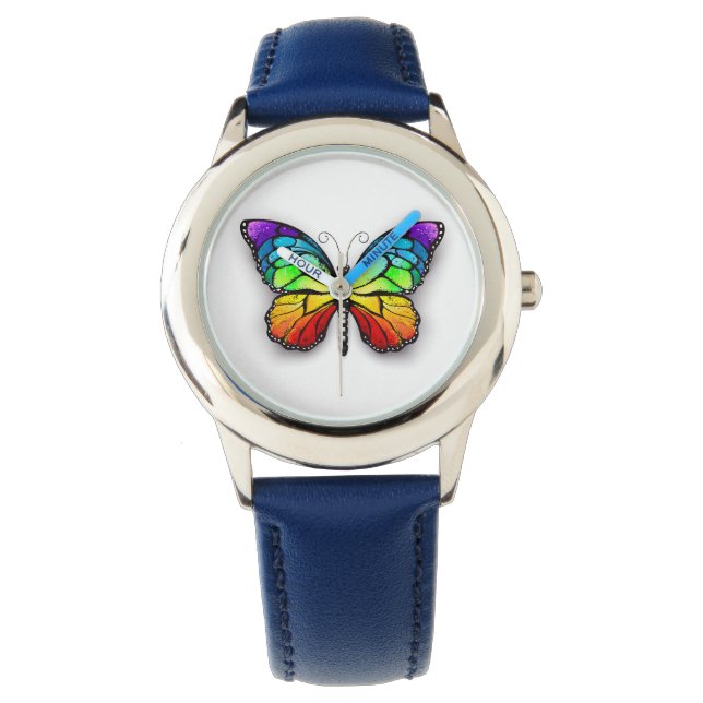 Rainbow-Schmetterling Monarch Armbanduhr (Vorderseite)