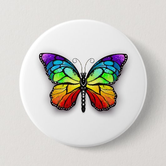 Rainbow-Schmetterling Monarch Button (Vorderseite)