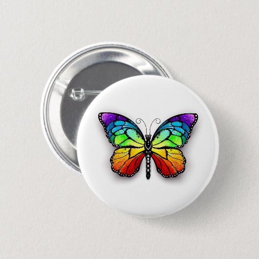 Rainbow-Schmetterling Monarch Button (Vorne & Hinten)