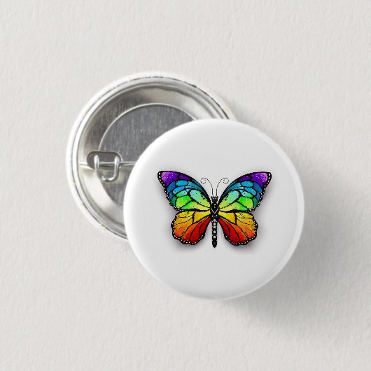 Rainbow-Schmetterling Monarch Button (Vorne & Hinten)