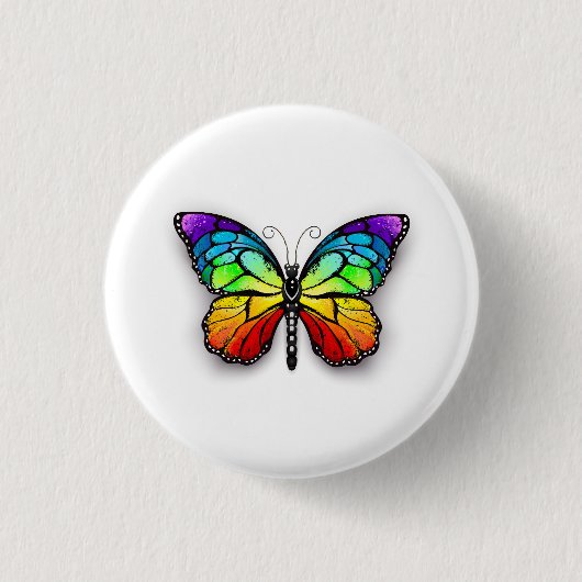 Rainbow-Schmetterling Monarch Button (Vorderseite)