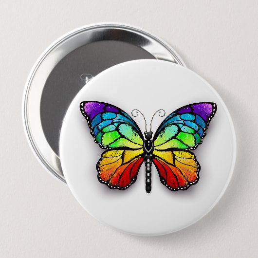 Rainbow-Schmetterling Monarch Button (Vorne & Hinten)