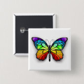 Rainbow-Schmetterling Monarch Button (Vorne & Hinten)