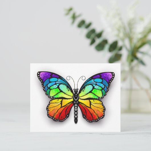 Rainbow-Schmetterling Monarch Einladungspostkarte (Stehend Vorderseite)