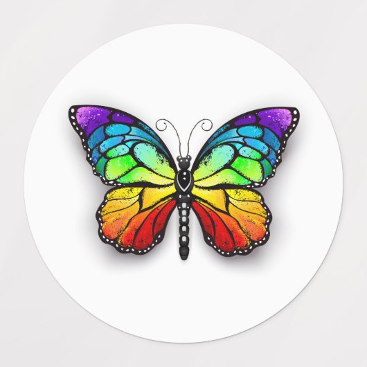 Rainbow-Schmetterling Monarch Etiketten (Design 1)