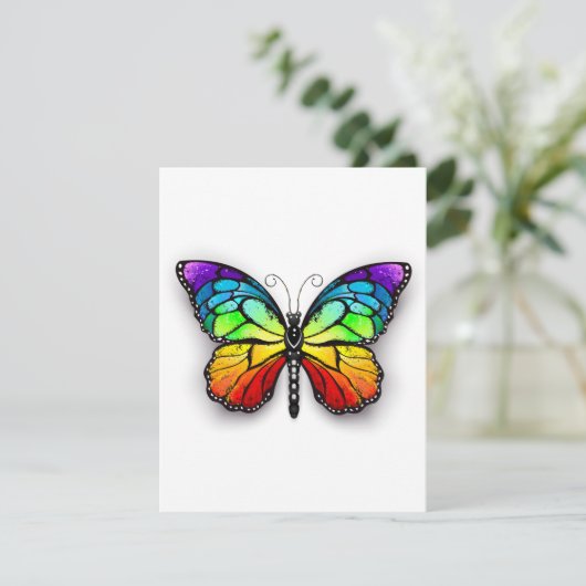 Rainbow-Schmetterling Monarch Feiertagskarte (Stehend Vorderseite)