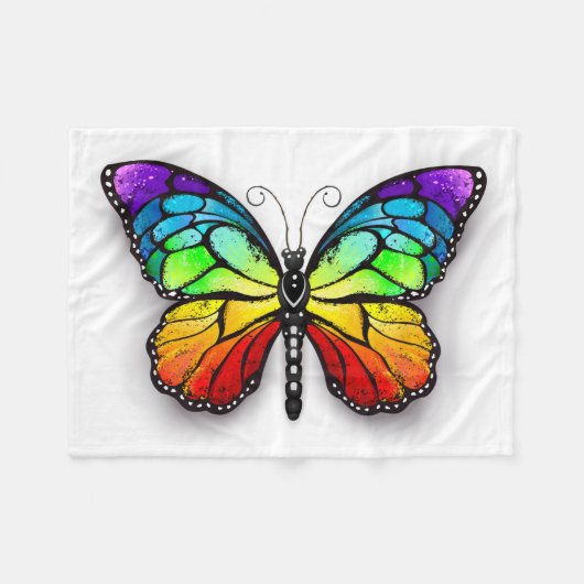 Rainbow-Schmetterling Monarch Fleecedecke (Vorderseite (Horizontal))