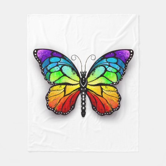 Rainbow-Schmetterling Monarch Fleecedecke (Vorderseite)