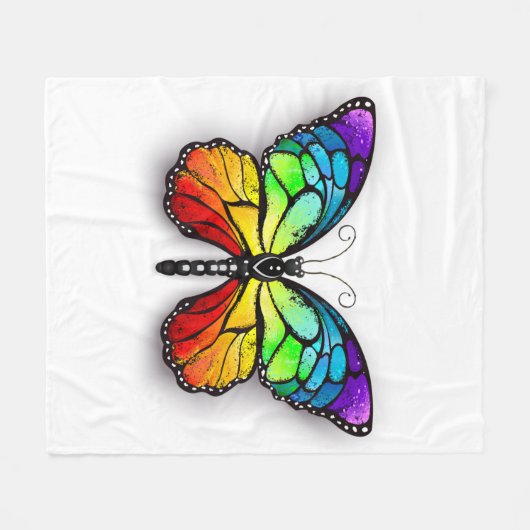 Rainbow-Schmetterling Monarch Fleecedecke (Vorderseite (Horizontal))