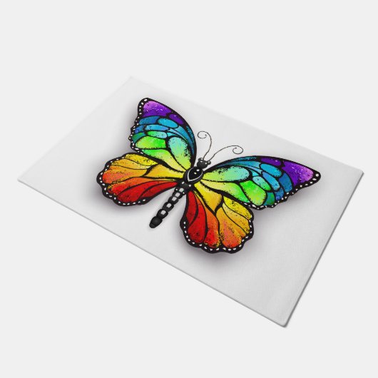 Rainbow-Schmetterling Monarch Fußmatte (Schrägansicht)