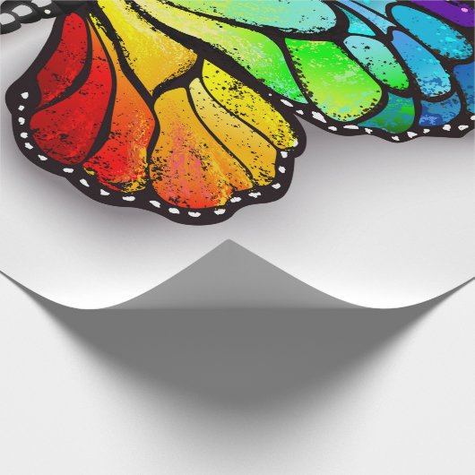 Rainbow-Schmetterling Monarch Geschenkpapier (Ecke)