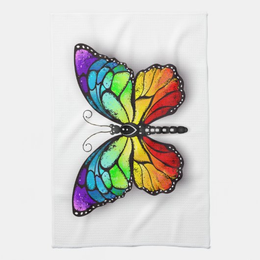 Rainbow-Schmetterling Monarch Geschirrtuch (Vertikal)