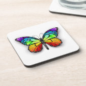 Rainbow-Schmetterling Monarch Getränkeuntersetzer (Linke Seite)