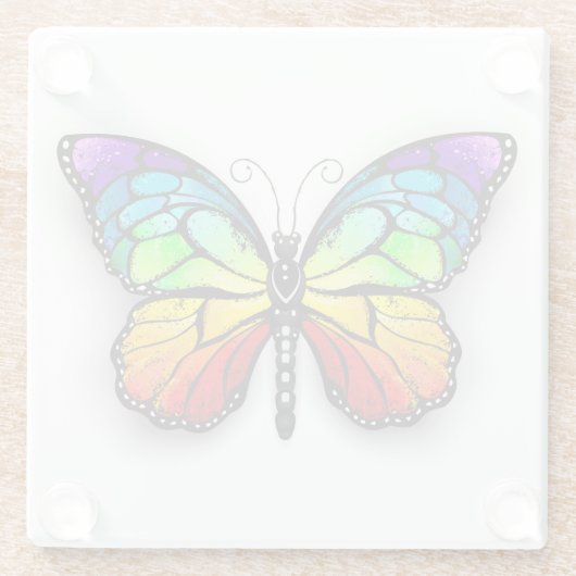 Rainbow-Schmetterling Monarch Glasuntersetzer (Rückseite)