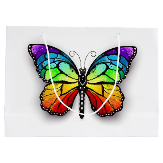 Rainbow-Schmetterling Monarch Große Geschenktüte (Rückseite)