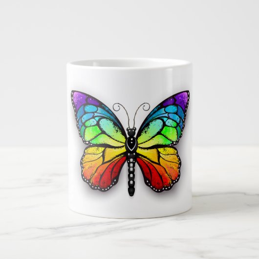 Rainbow-Schmetterling Monarch Jumbo-Tasse (Vorderseite)