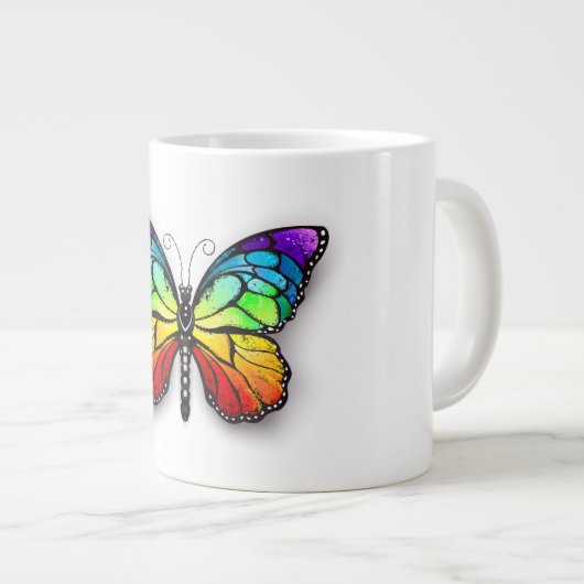 Rainbow-Schmetterling Monarch Jumbo-Tasse (Vorderseite Rechts)