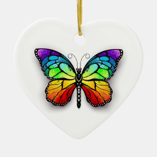 Rainbow-Schmetterling Monarch Keramik Ornament (Vorne)