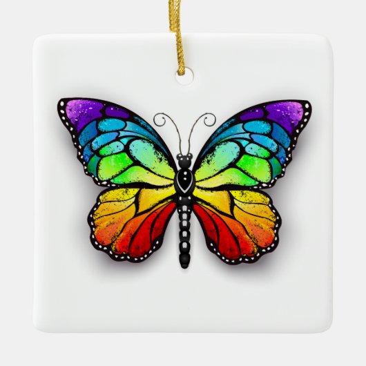 Rainbow-Schmetterling Monarch Keramikornament (Vorderseite)