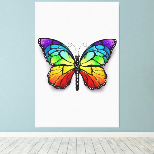 Rainbow-Schmetterling Monarch Leinwanddruck (Insitu (Holzboden))