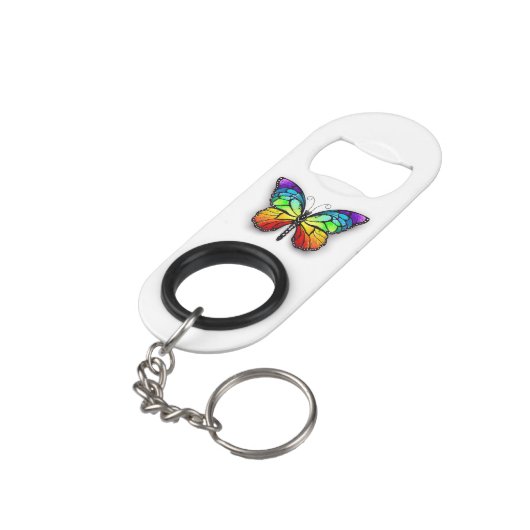 Rainbow-Schmetterling Monarch Mini Flaschenöffner (Rückseite Schrägansicht)
