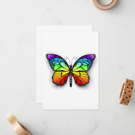 Rainbow-Schmetterling Monarch Mitteilungskarte (Vorderseite/Rückseite Beispiel)