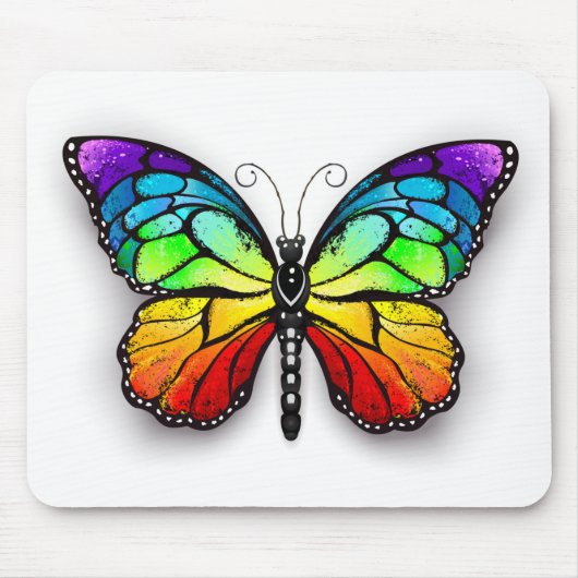 Rainbow-Schmetterling Monarch Mousepad (Vorne)