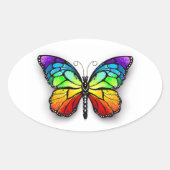 Rainbow-Schmetterling Monarch Ovaler Aufkleber (Vorderseite)