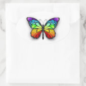 Rainbow-Schmetterling Monarch Ovaler Aufkleber (Tasche)